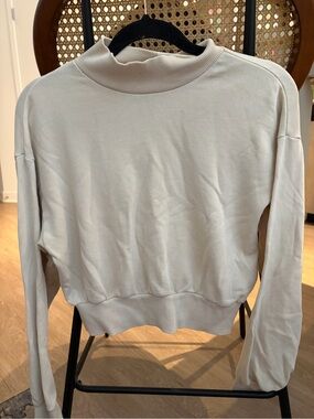 Forever 21 Cream Mock Neck Pullover Sweatshirt